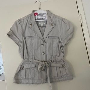 Grey White House Black Market wrap jacket